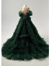 Green Tulle Ruffled Flower Girl Dress Christmas Dress